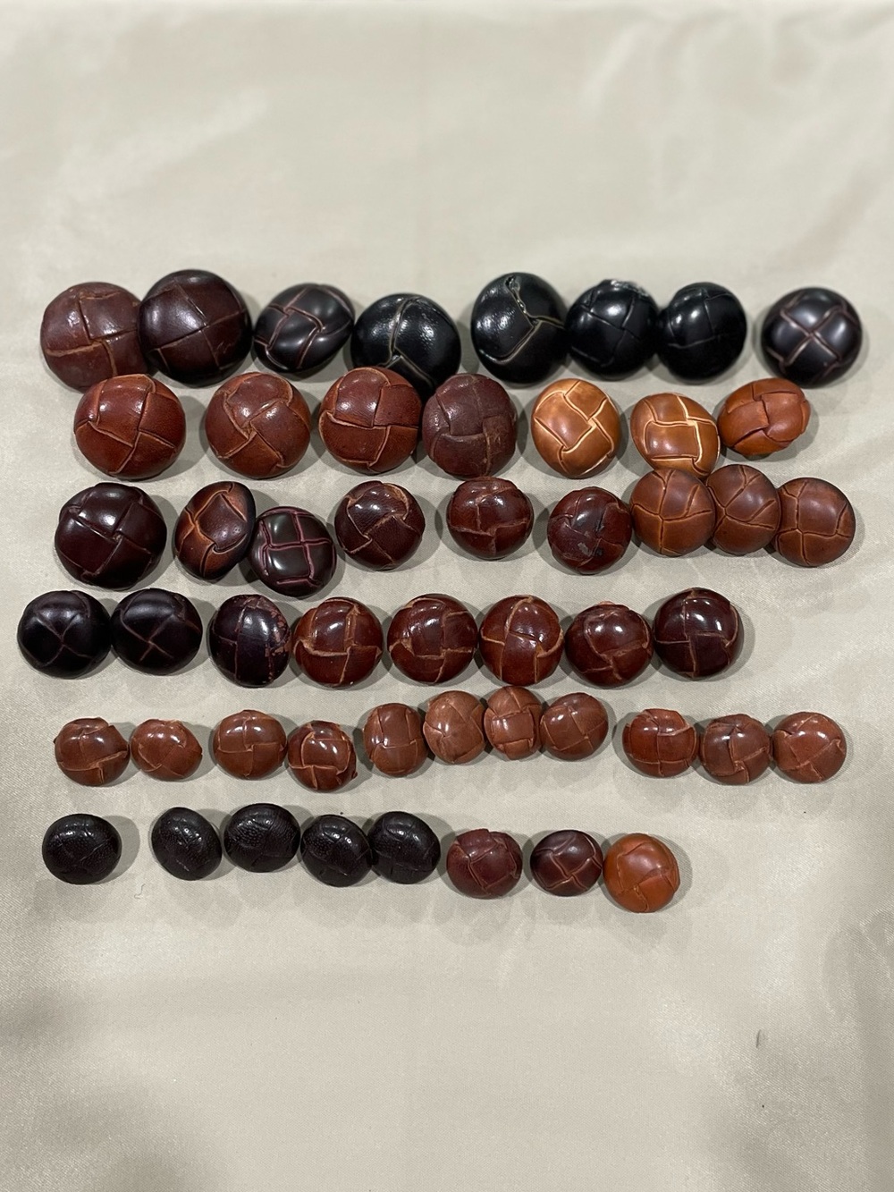 Vintage Brown Leather Braided Shank Button Lot of 51 for Coats Blazers